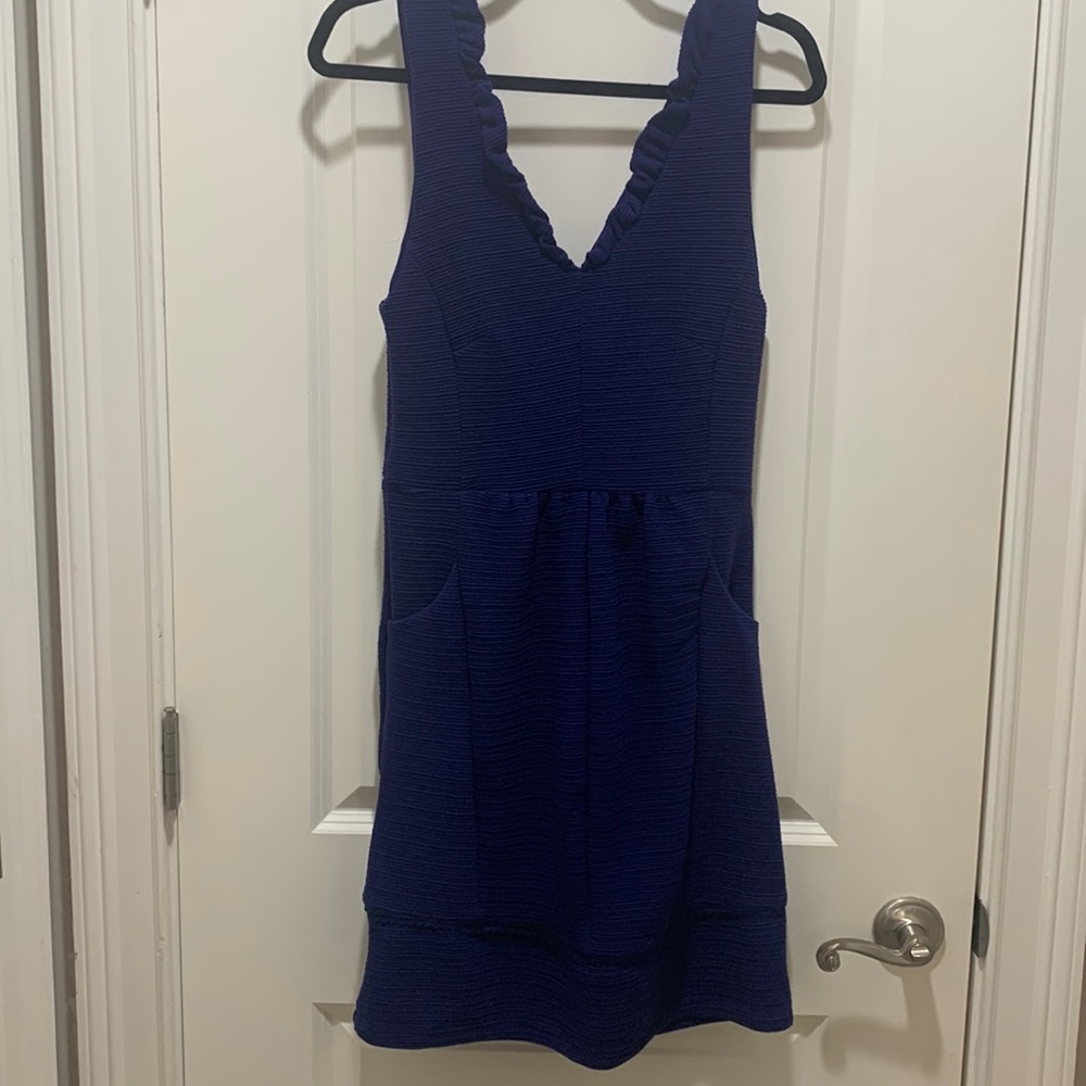 Anthropologie, blue midi dress with pockets, new